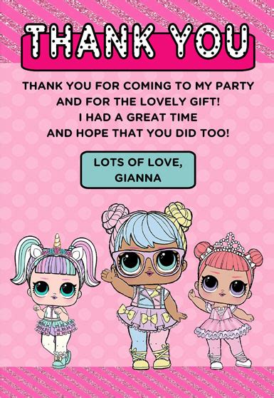 Lol Doll Thank You Card Template To Print At Home Bobotemp Free