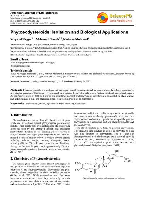 pdf phytoecdysteroids isolation and biological applications yahya al naggar