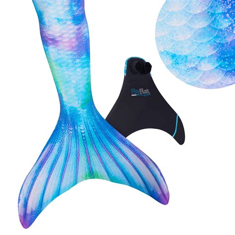 Fin Fun Mermaid Tail Reinforced Tips Monofin Watercolor Waves Adult