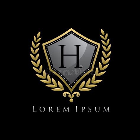 Golden Luxury Shield H Letter Logo Stock Illustration Illustration