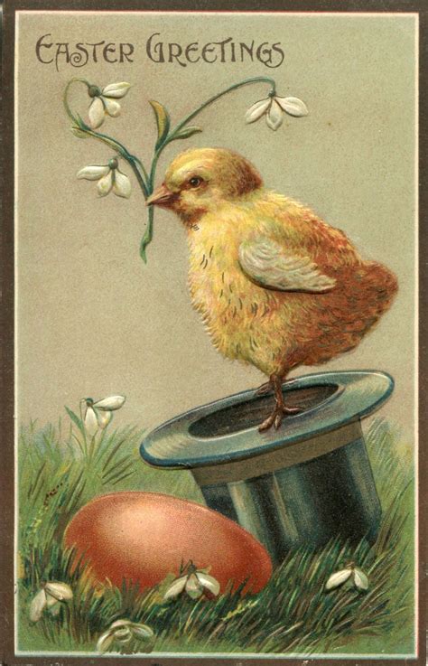 Easter Vintage Postcard Vintage Greetings Postcard With