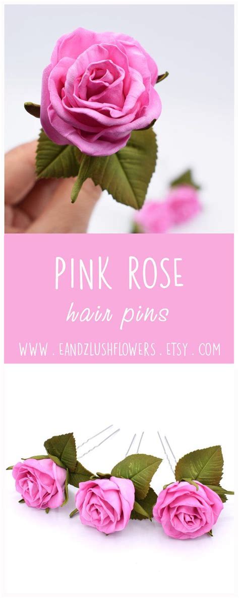 Pink Rose Hair Pins Are Shown With The Words Pink Rose Hair Pins On It