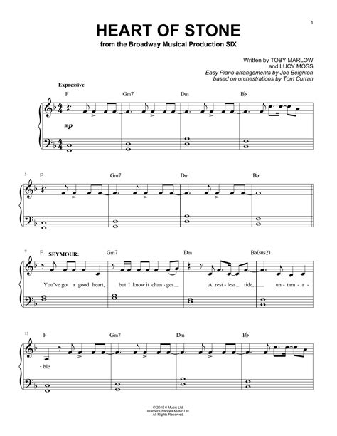 Heart Of Stone From Six The Musical Sheet Music Toby Marlow And Lucy