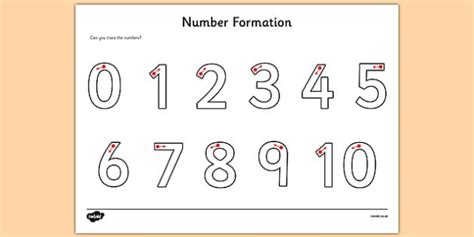 Number Formation Activity Sheet Number Formation Writing Numbers