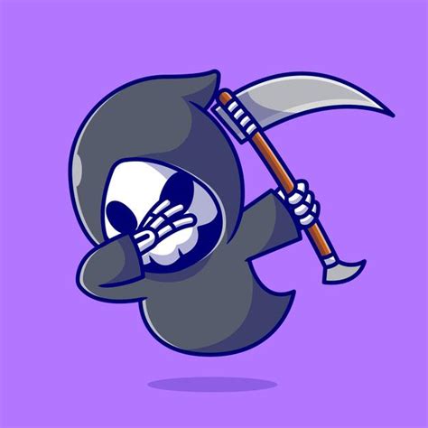 Cute Grim Reaper Dabbing Cartoon Icon Illustration Vector Gratis