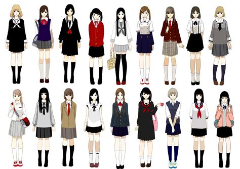 Various School Uniforms Including Seifuku Anime Uniform School