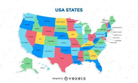 Estados Unidos Mapa De Colores Y Nombres De Estados Imagen Vectorial Cloobx Hot Girl