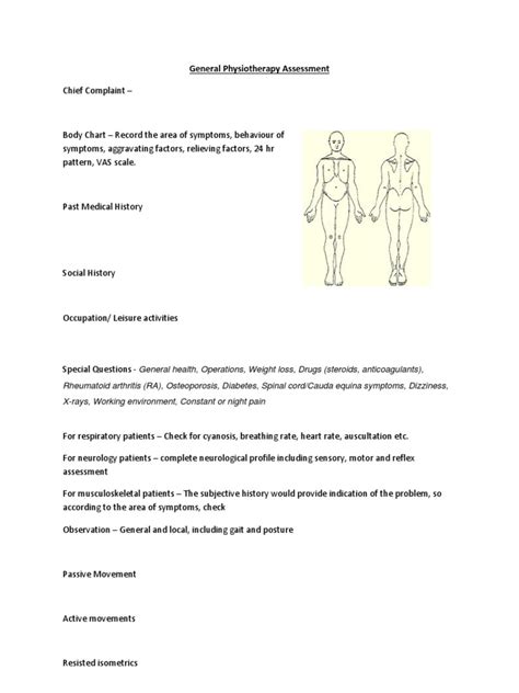 General Physiotherapy Assessment