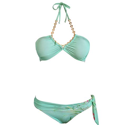 Mint Green Floral Chain Bikini Zuzu Swim Adriana Degreas