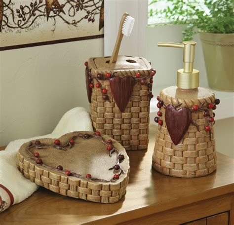 Shop now, pay later for your bathroom accessories with our affordable credit pay as you go bathroom accessories & decor. COUNTRY "HEART & BERRIES" BATHROOM ACCESSORIES | Primitive ...