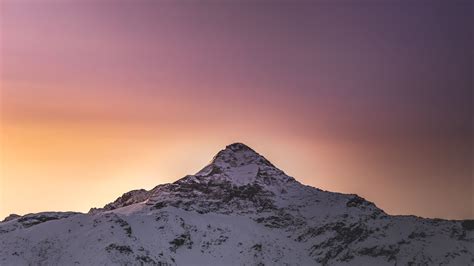 Download Wallpaper 3840x2160 Mountains Peak Snow Snowy Sunset 4k