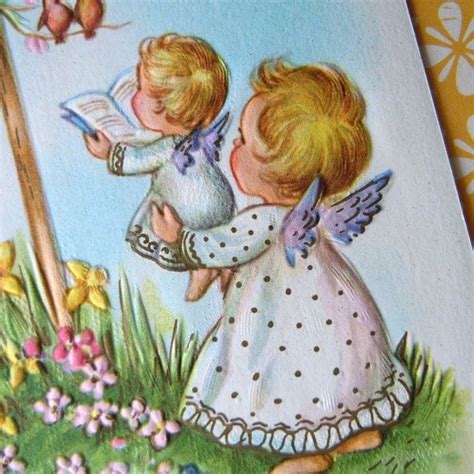 Vintage Little Girl Angels Get Well Greeting Card 9016
