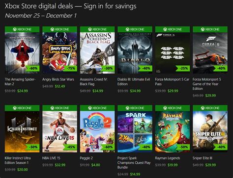 Xbox One Black Friday 2014 Digital Game Discounts Revealed