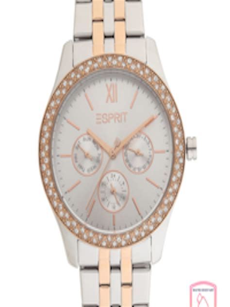 Buy Esprit Women Silver Toned Embellished Dial And Rose Gold Toned