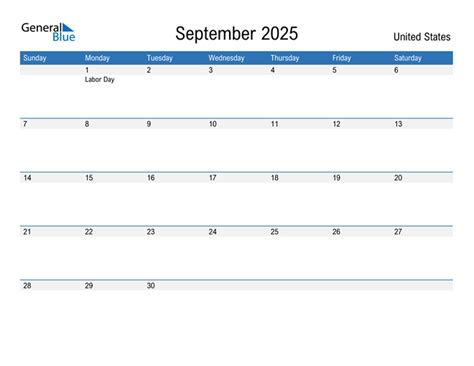 September 2025 Calendar With United States Holidays
