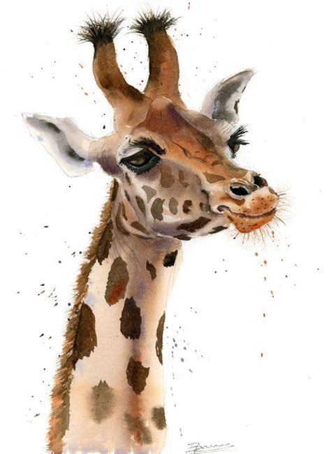 Cute Giraffe 2019 Watercolour By Olga Shefranov Animal Paintings