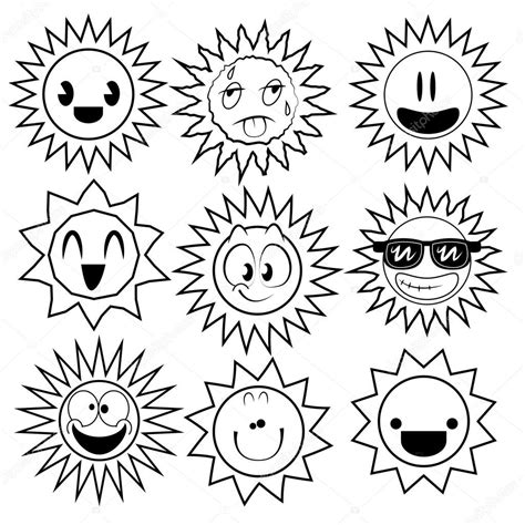 Black And White Sun Cartoons Stock Vector Image By ©jessjagmin 71444607
