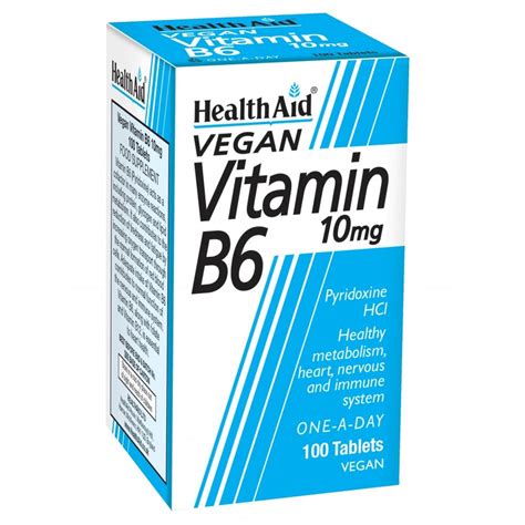 Without good levels of b6, homocysteine can build up in the blood and increase our risk of heart disease. Health Aid Vitamin B6 10mg 100's - Health Aid from ...
