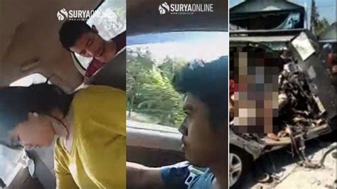 kecelakaan innova vs bus mira nganjuk viral video aktivitas pria and wanita di mobil sebelum