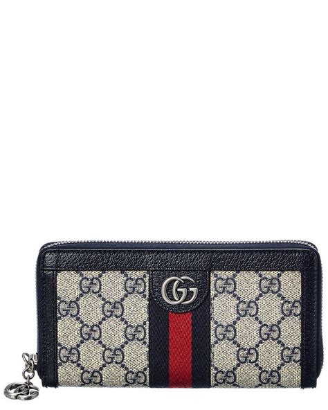 Gucci Ophidia Gg Supreme Canvas And Leather Zip Around Wallet In Grey