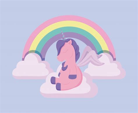 Premium Vector Cute Unicorn With Rainbow Of Fairy Tale