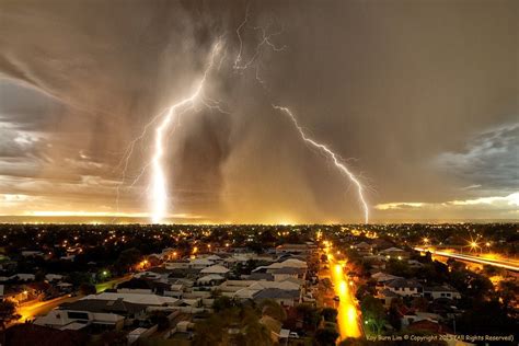 Electrical Storm Over Perth Western Australia At Dawn Os Oc 1024 X