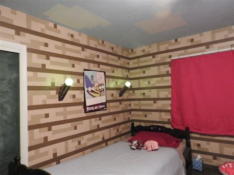Minecraft Bedroom I Did For My Son Hand Painted Walls Using Several