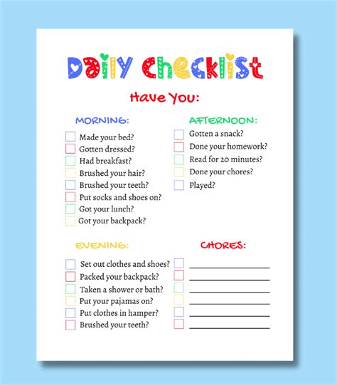 Free Printable Daily Routine Checklist