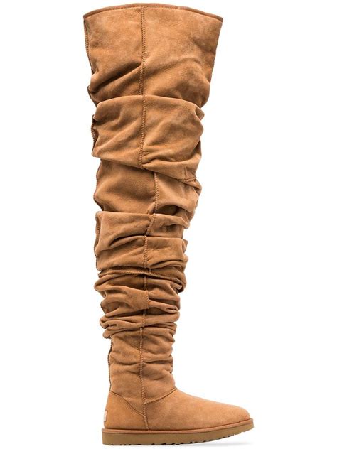 y project x ugg genuine shearling thigh high boot in brown lyst