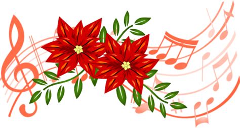 Christmas Flower And Music Offering Form Transparent Background