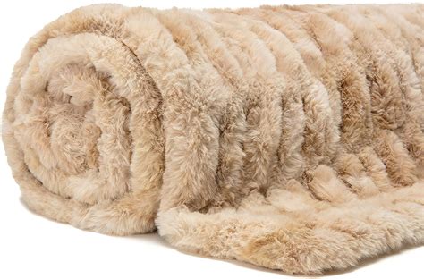 Chanasya Ruched Royal Faux Fur Throw Blanket Fuzzy Plush Elegant