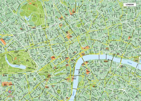 Londres Centro Mapa Vectorial Illustrator Eps Editable Bc Maps Mapa