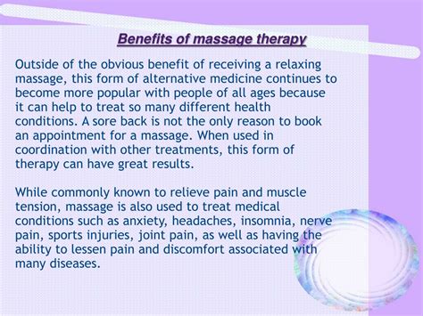 Ppt When Its A Good Time To Consider Massage Therapy Powerpoint Presentation Id1470314