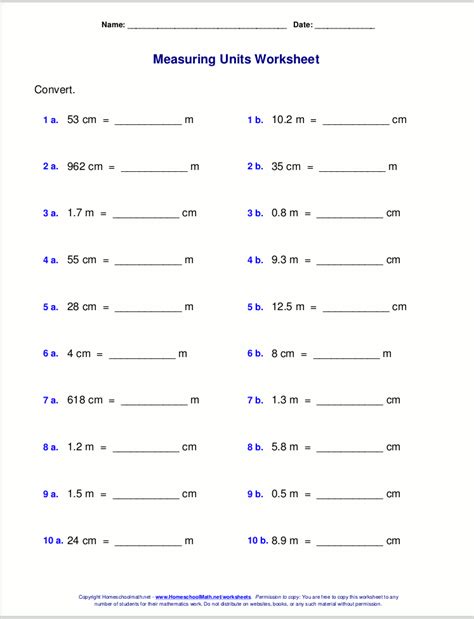 Starting typically in grade 2 or 3, children practice easy conversions, such as changing a bigger unit into smaller units (4. Metric measuring units worksheets