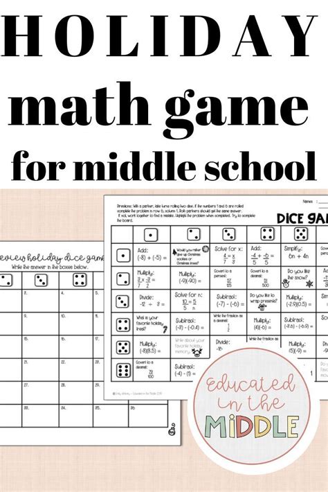 Keeping your child's math muscles strong can feel like a serious task. Holiday Math game for middle school (With images ...