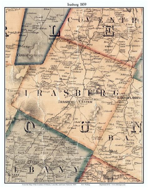 Irasburg Vermont 1859 Old Town Map Custom Print Orleans Co Old Maps