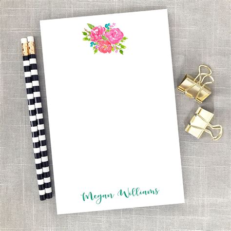 Personalized Notepad Floral Notepad Girly Notepad To Do Etsy