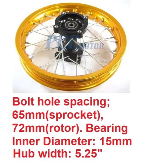 12and Rear Gold Color Wheel For Disc Brake Pit Bike 4000 Picclick