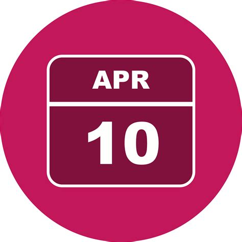 April 10th Date On A Single Day Calendar 495510 Vector Art At Vecteezy