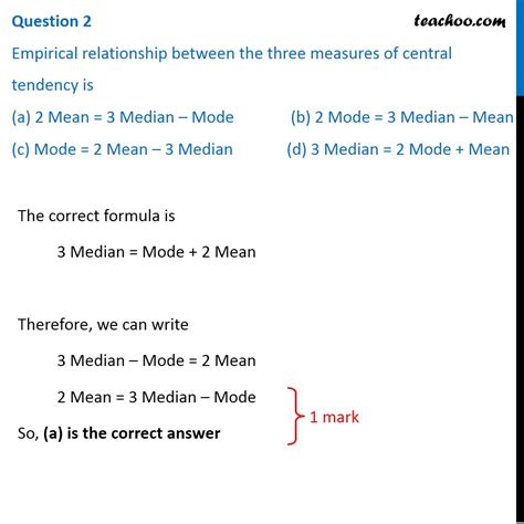 Which Relation Among Three Measures Of Central Tendency Mean Median And