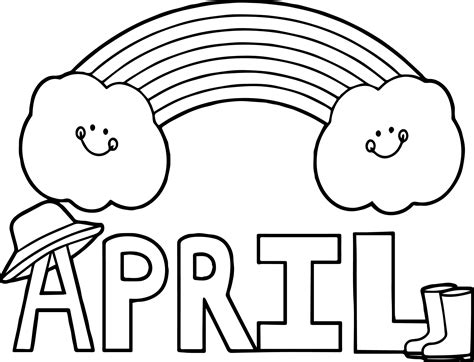 april shower text and cloud coloring page