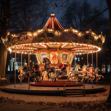 Carnival Carousel At Night Art Free Stock Photo - Public Domain Pictures