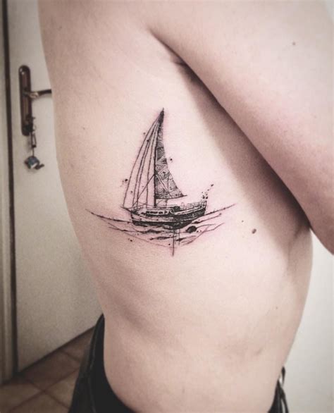 Boat Tattoo Delicate Tattoo Thin Lines Sailing Tattoo Tatuaje De