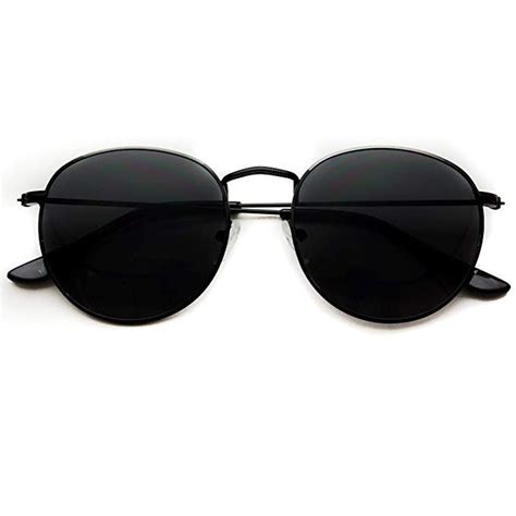 wearme pro reflective lens round trendy sunglasses black frame black lens 51 sunglasses