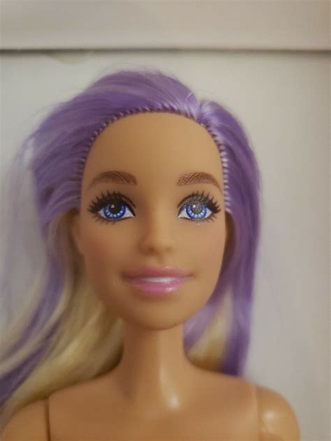 New Nude Barbie Fashionistas Doll Blonde Purple Hair Nude