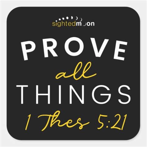 Bible Quote Prove All Things Yellow Typography Square Sticker
