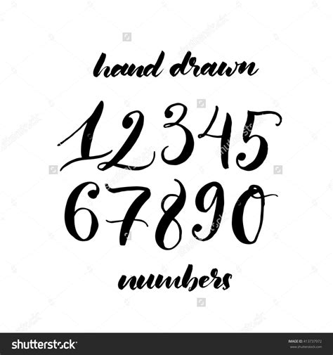 Collection Of Hand Drawn Numbers Hand Drawn Lettering Background Ink