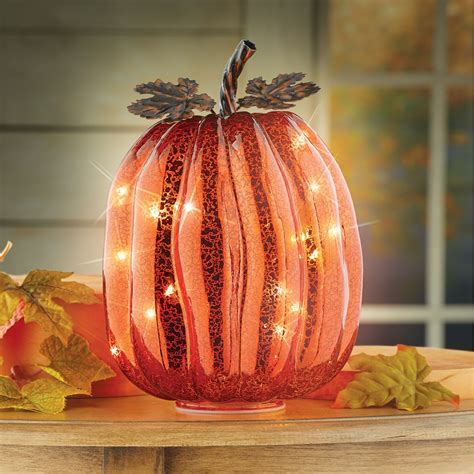 Lovely Glass LED Lighted Pumpkin | Collections Etc.