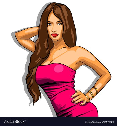 Sexy Woman In Pink Dress On A Background Eps Vector Image