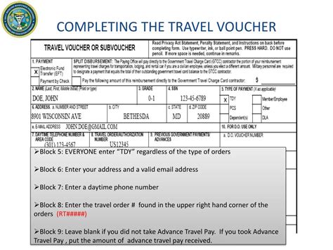 Ppt Guide To Completing The Travel Voucher Dd Form 1351 2 Updated